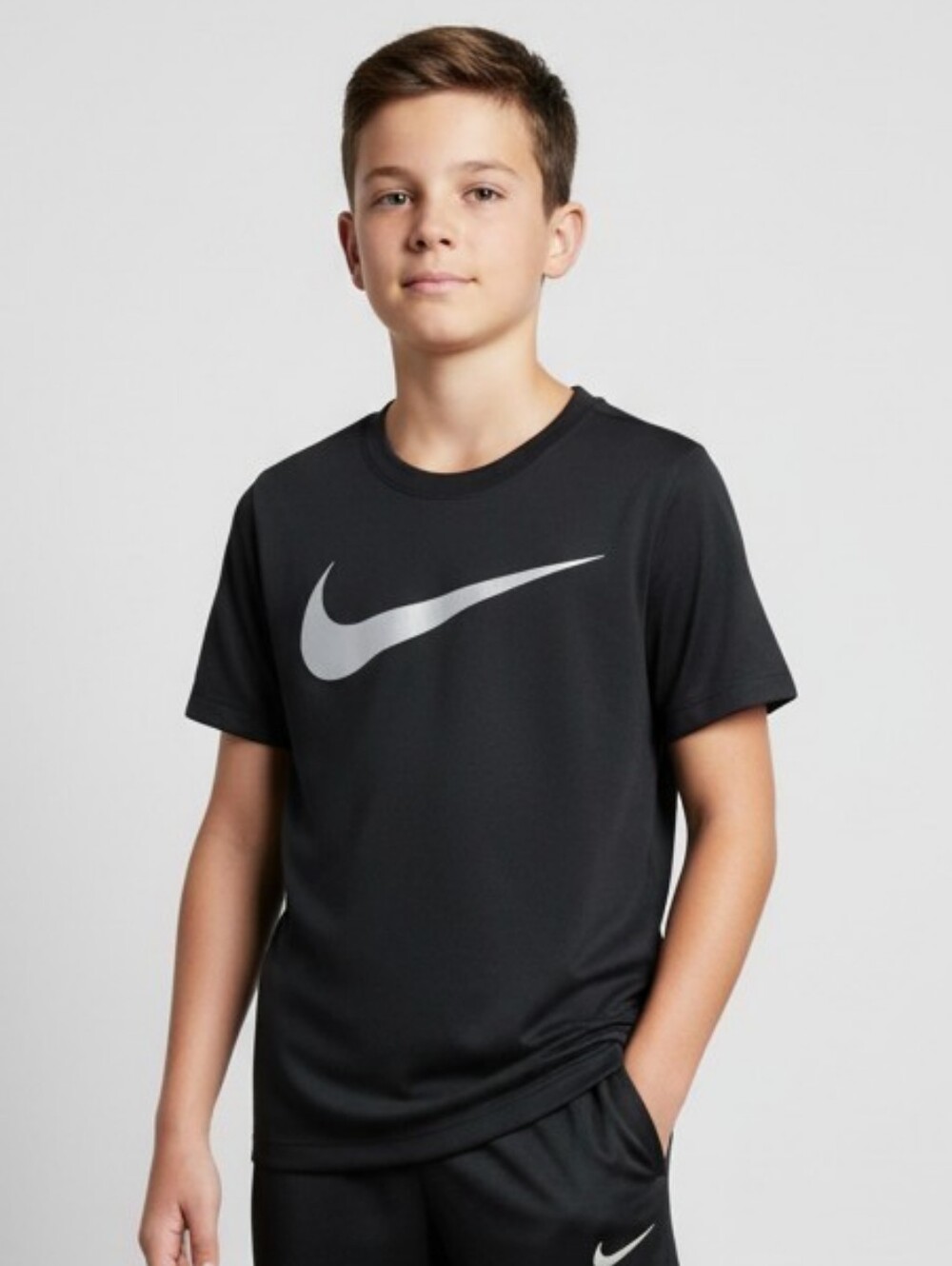 Nike Black Short Sleeve Tee with Silver Swoosh